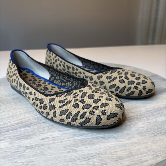 Rothy’s Leopard Print Rounded Toe Red Stripe Slip-On Ballet Flats US Size 6 M - Picture 3 of 11